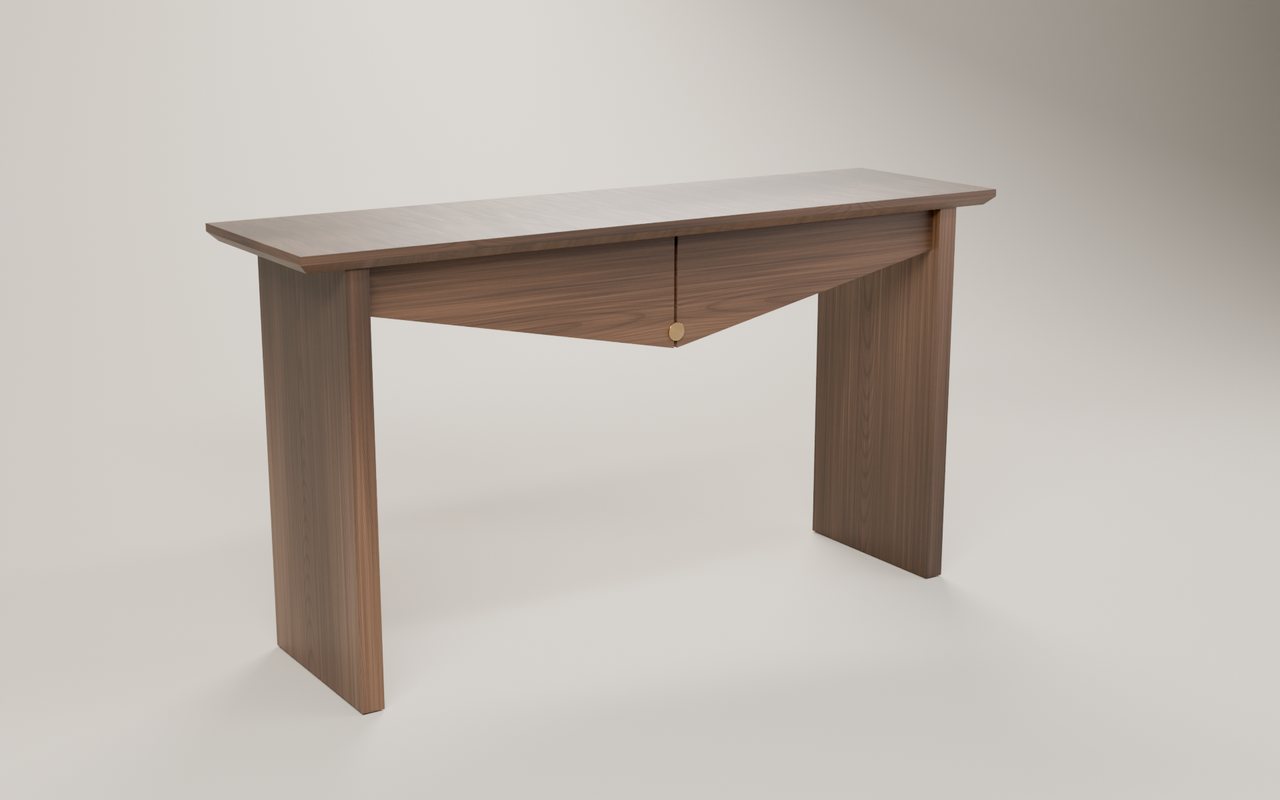 V0-A, Console table · solid black walnut and bronze